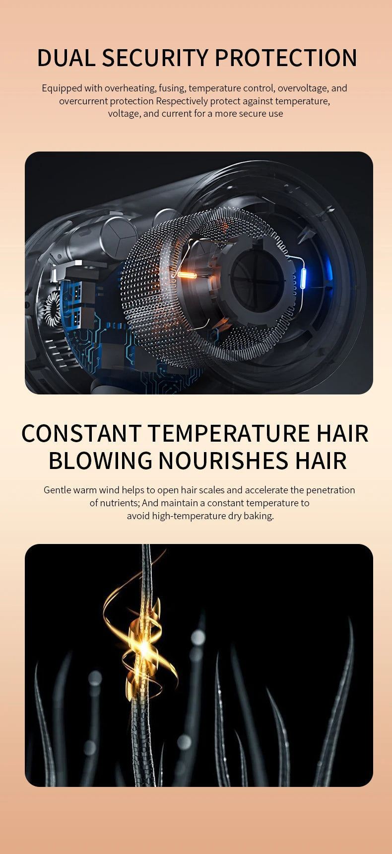 Sleek 2400W professional hair dryer with negative ion technology for ultimate shine