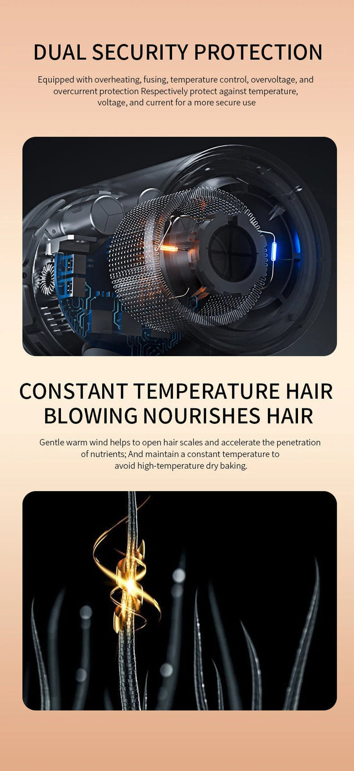 Sleek 2400W professional hair dryer with negative ion technology for ultimate shine