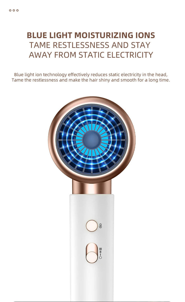 Professional 2400W hair dryer, showcasing its robust design and quality materials