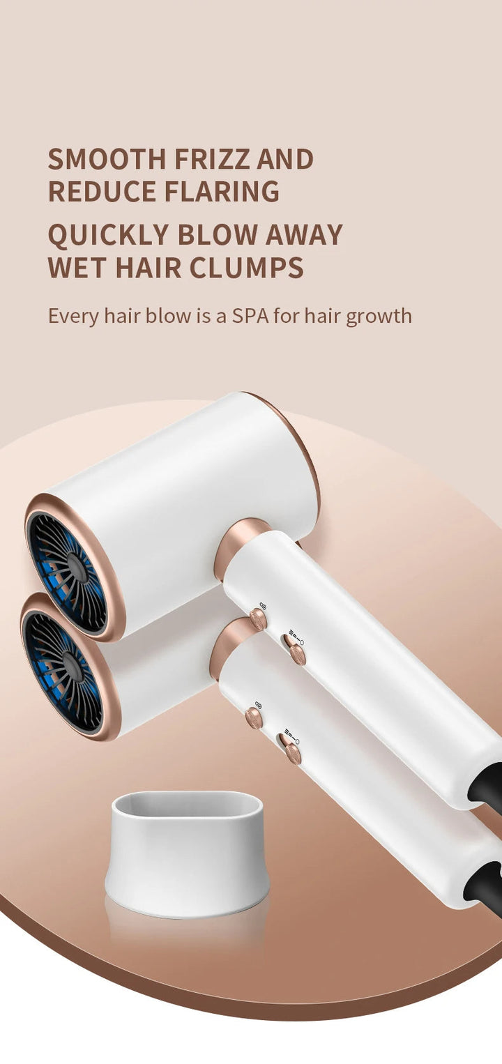 2400W powerful hairdryer, designed for salon performance, featuring negative ions