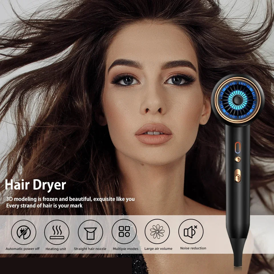 2400W professional hairdryer, perfect for creating dynamic and lasting hairstyles