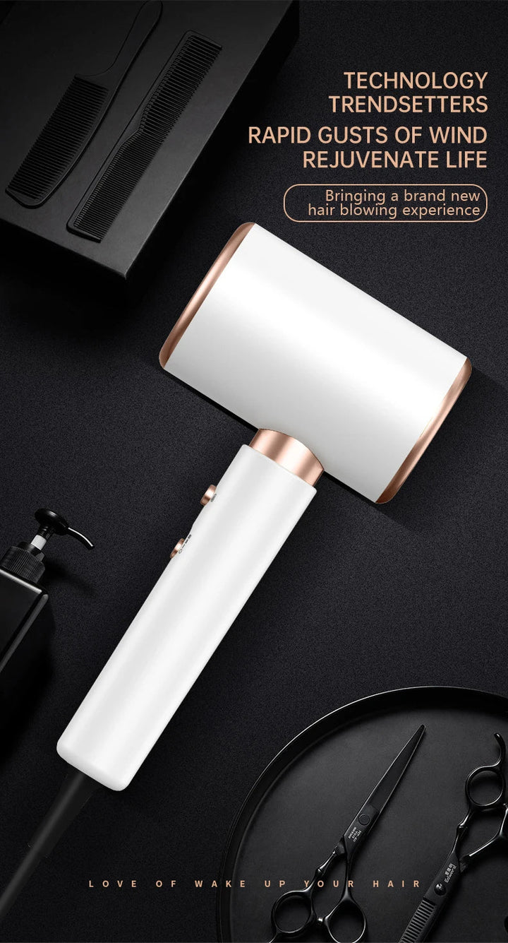 High-performance 2400W hairdryer with negative ions to reduce frizz and enhance shine