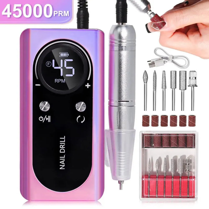 Set of attachments for a portable electric nail file, ideal for diverse nail art needs