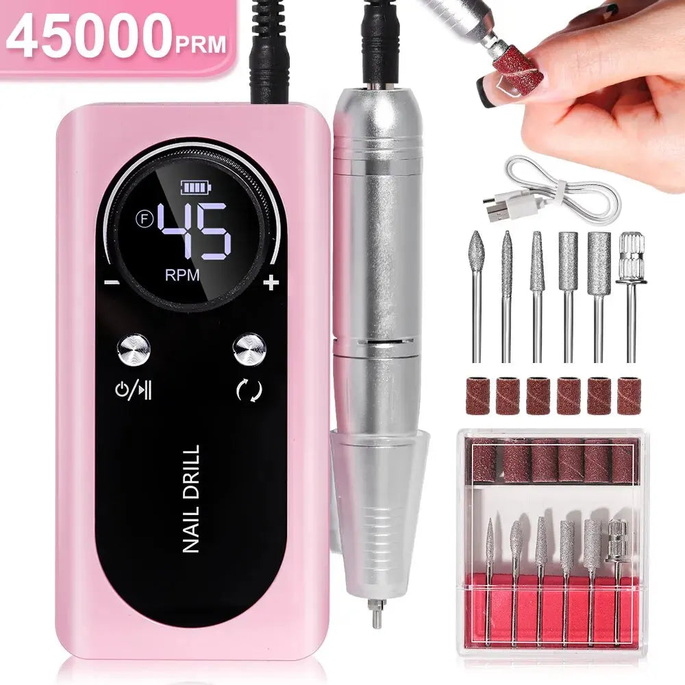 Sleek design of a 45000RPM electric nail file, a modern beauty device for nail care