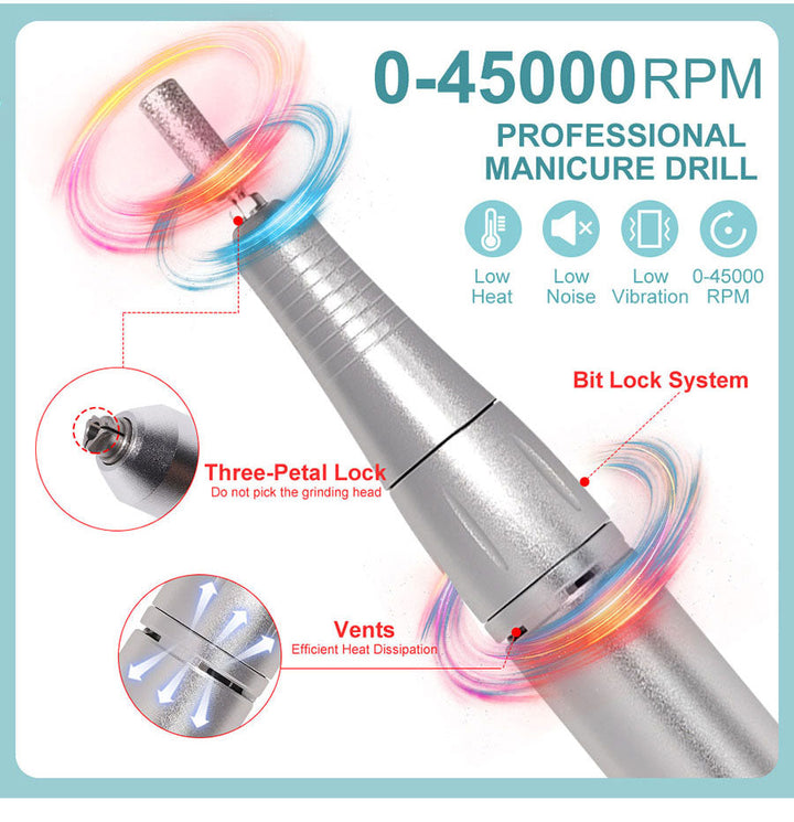 Rechargeable electric nail drill in compact size for on-the-go professional nail care