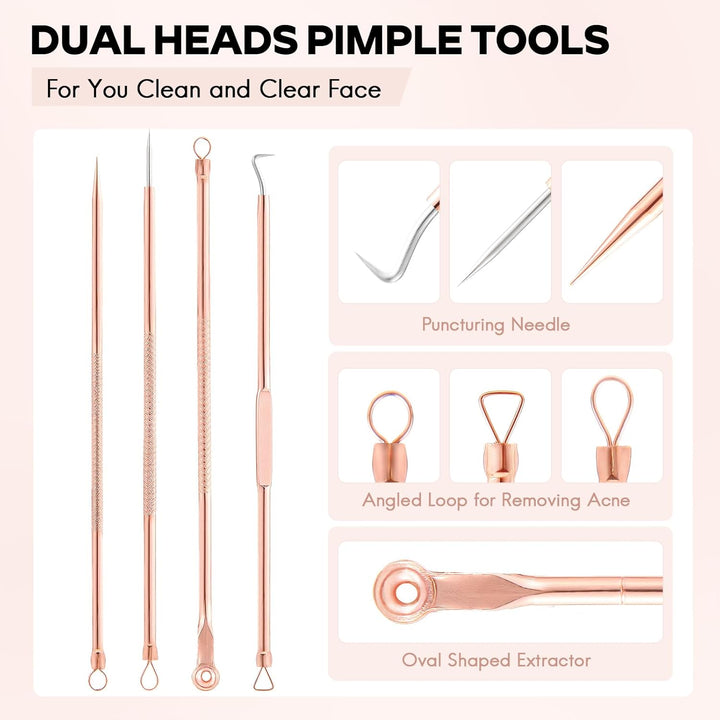 Woman using a professional blemish extractor tool to carefully remove a blackhead, promoting clear skin health