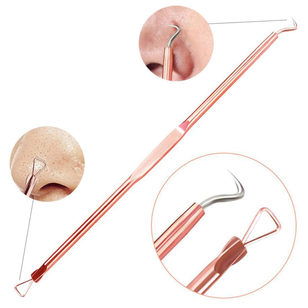 Model demonstrating the use of a professional blackhead remover tool on an affected area, highlighting gentle extraction