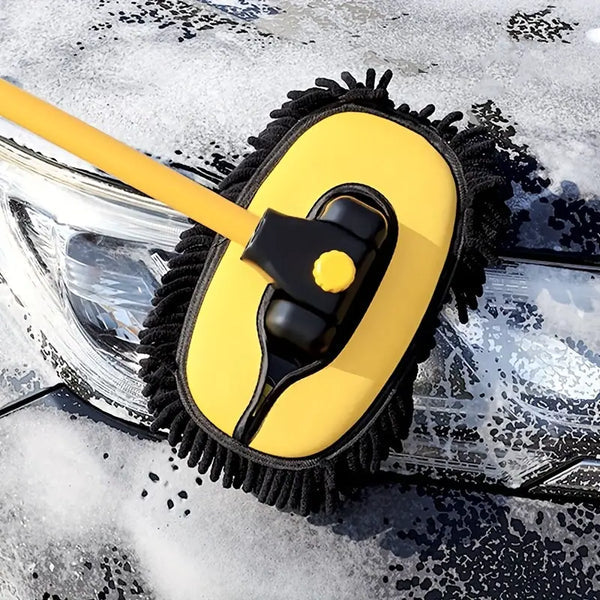 Professional car wash brush with scratch-free microfiber for vehicle cleaning and auto detailing.
