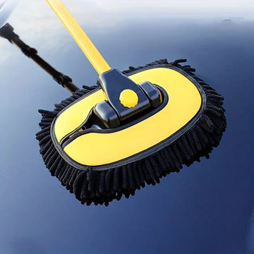 Adjustable wet dry car wash brush with soft microfiber, perfect for vehicle care, auto detailing & household.