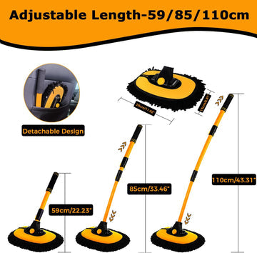 Premium aluminum alloy car wash brush, microfiber head ensures scratch-free auto detailing & vehicle care.