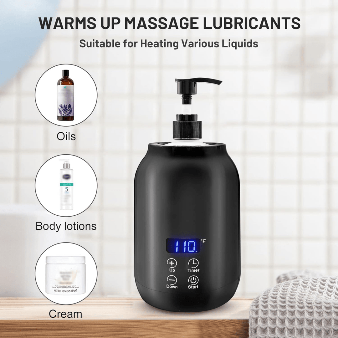 Therapist tool: professional electric oil warmer, ensures warm massage oil for enhanced relaxation.