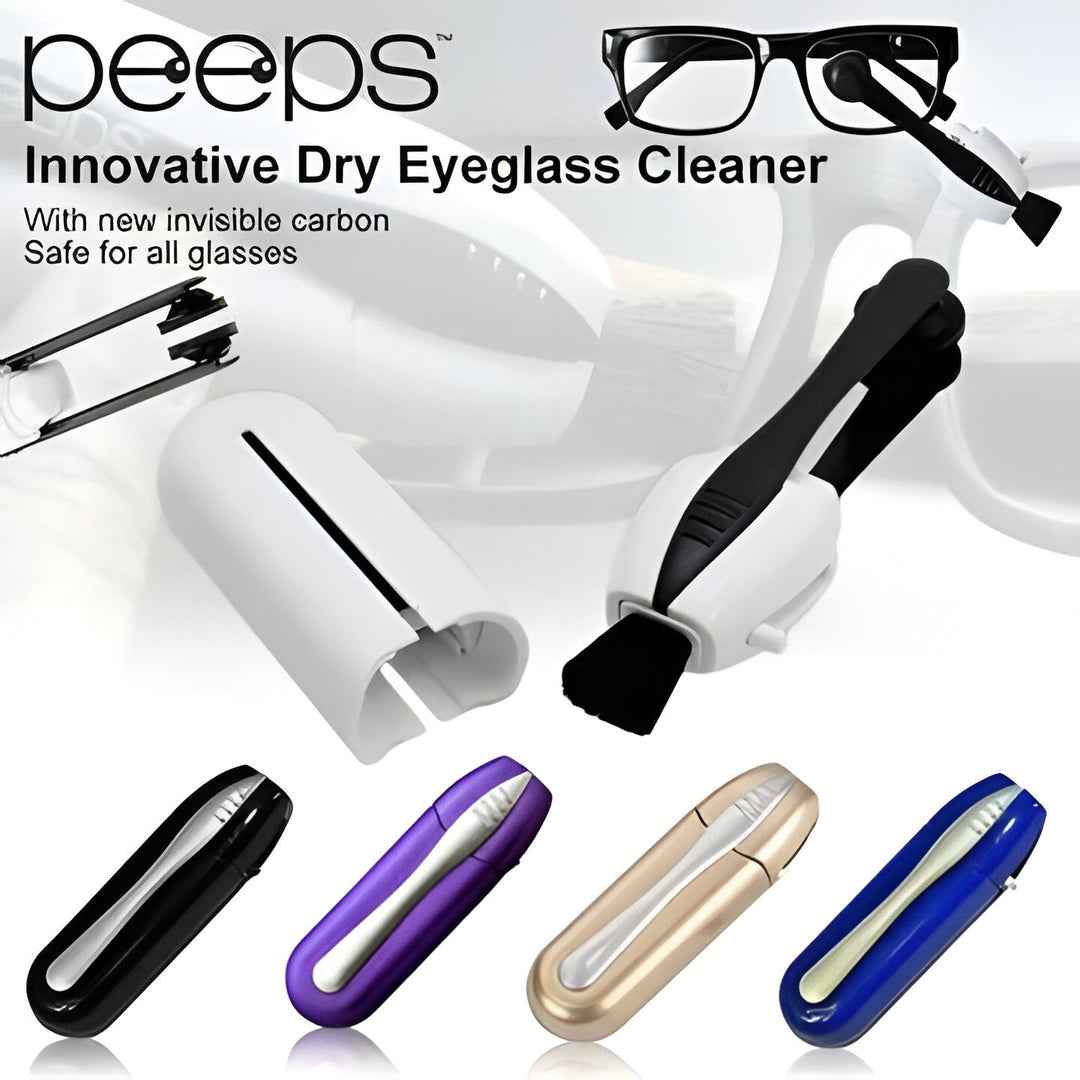 Unisex eyeglass & sunglass lens cleaner gadget. Portable dry clean, chemical-free optical vision care.