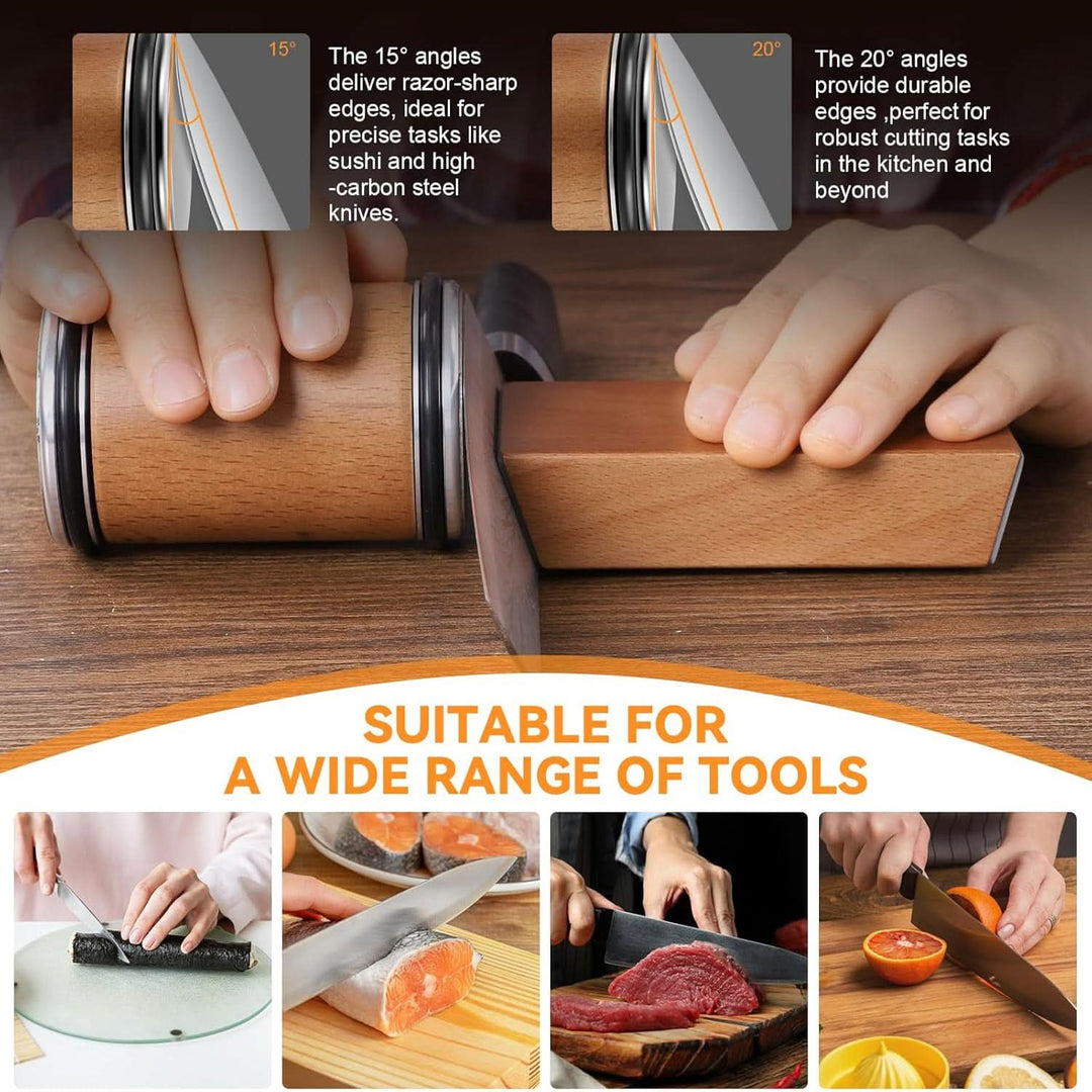 Sharpen your kitchen knives with precision using this professional diamond roller sharpener.