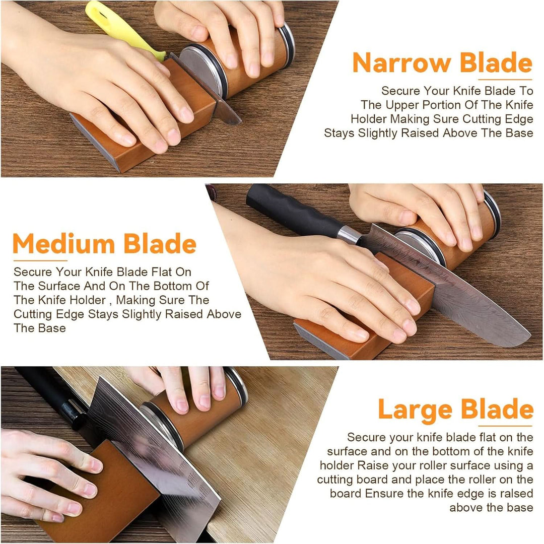 Achieve razor-sharp blades with this professional kitchen knife diamond roller sharpener.