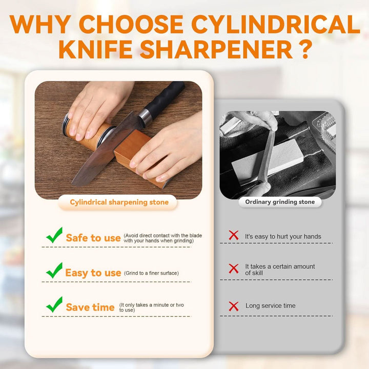 Ergonomic kitchen knife sharpener with durable diamond roller for precision blade sharpening.