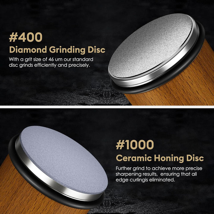 Essential kitchen tool for home chefs: a professional diamond roller knife sharpener.