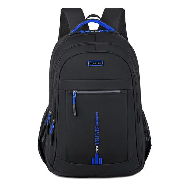 Interior of men's laptop backpack with padded compartment & organizational pockets for work items.