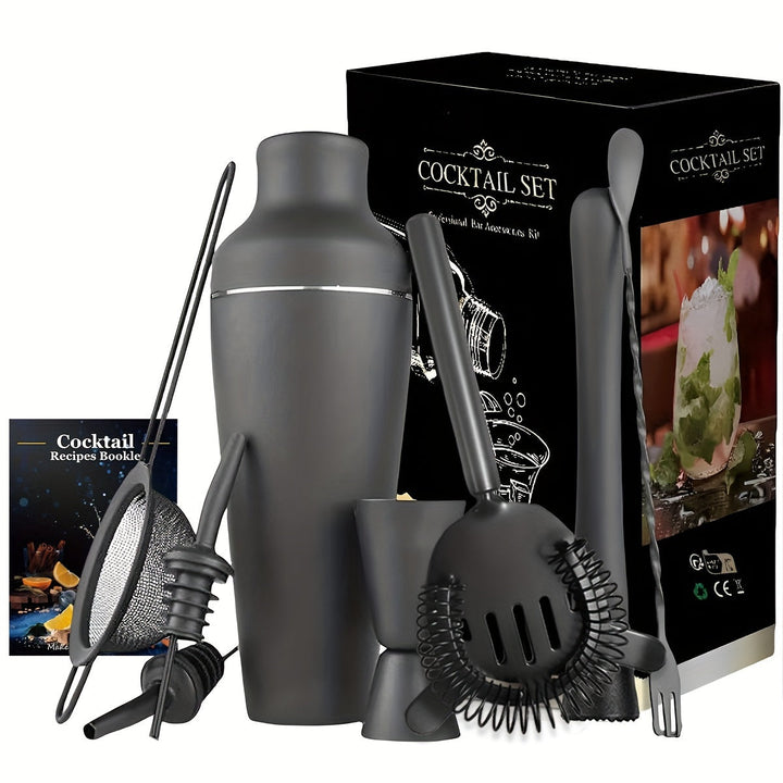 Professional MixMaster cocktail shaker set, stainless steel bar tools for home mixology enthusiasts.