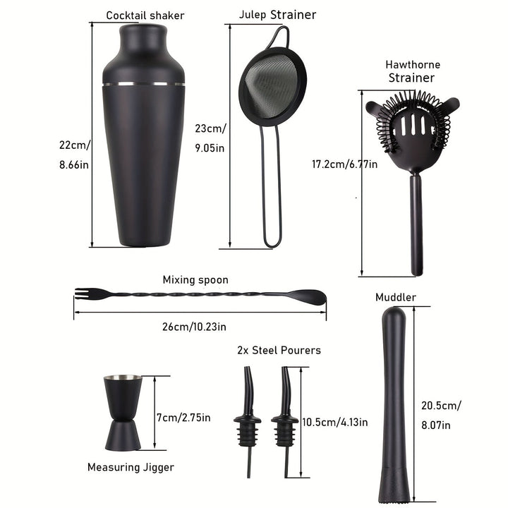 Ergonomic MixMaster stainless steel cocktail shaker & accessory tools, designed for easy professional drink crafting.