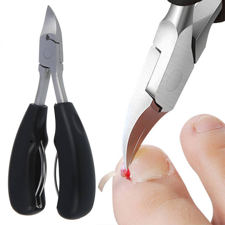 Ergonomic nail clippers for seniors, designed for thick nails. Easy-grip personal care pedicure tool.