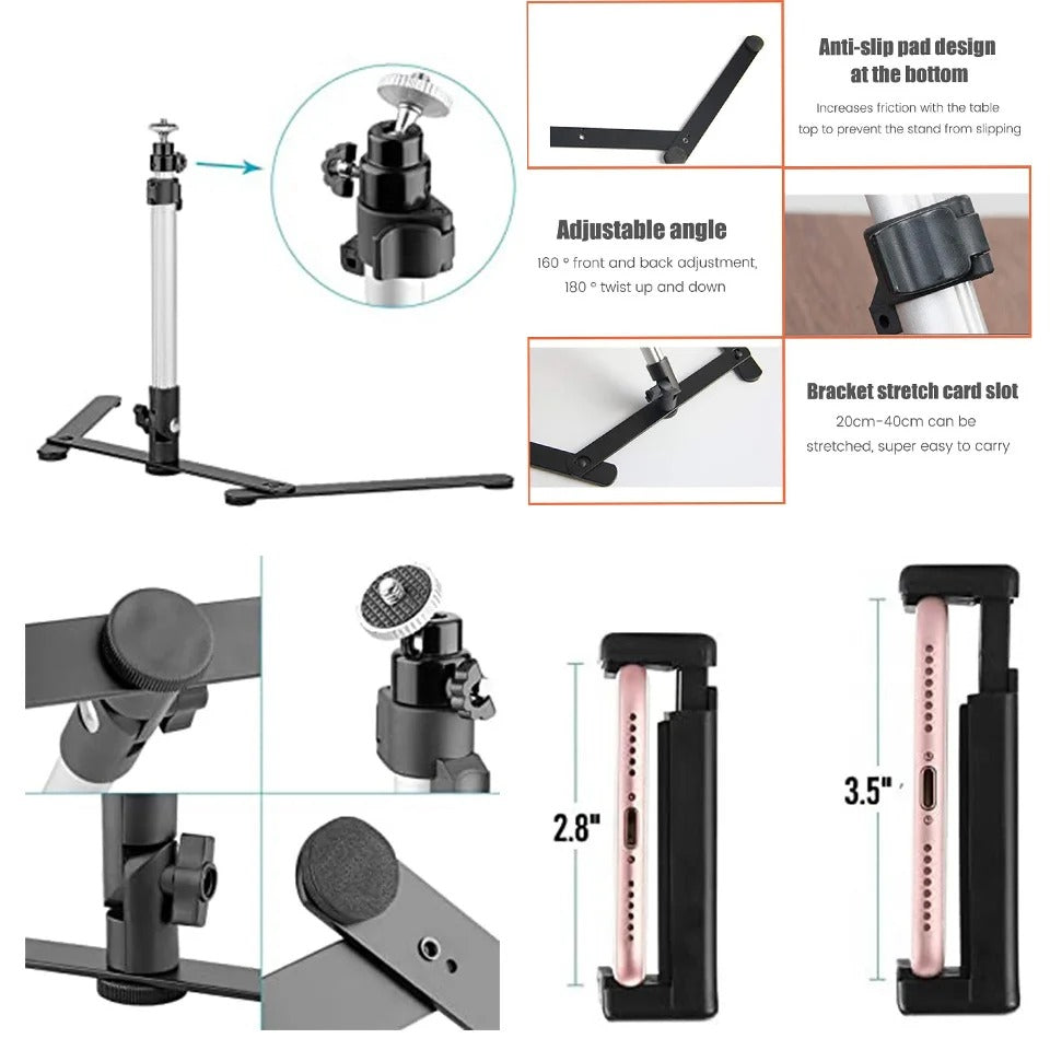 Multi-functional selfie ring light tripod stand with smartphone holder for improved video calls & photography.