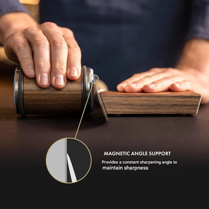 Elevate your cooking with this professional rolling blade sharpener; easily fix dull knives.