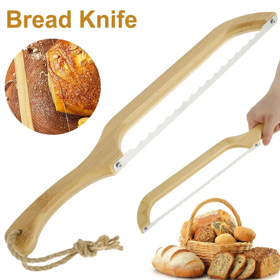 Ergonomic wood handle professional bread knife, perfect for home baking & culinary slicing.