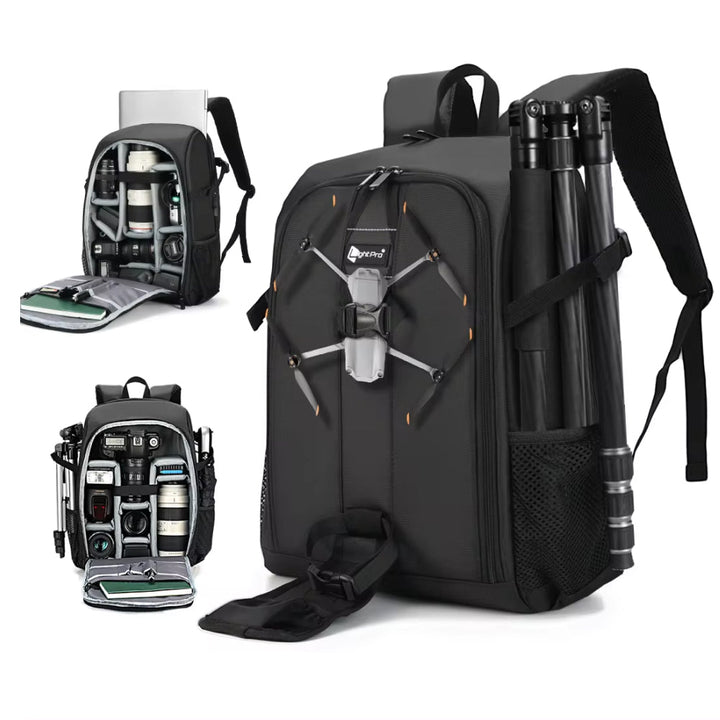 Professional unisex camera backpack for DSLR gear. Waterproof, spacious, and durable for outdoor photography & travel.