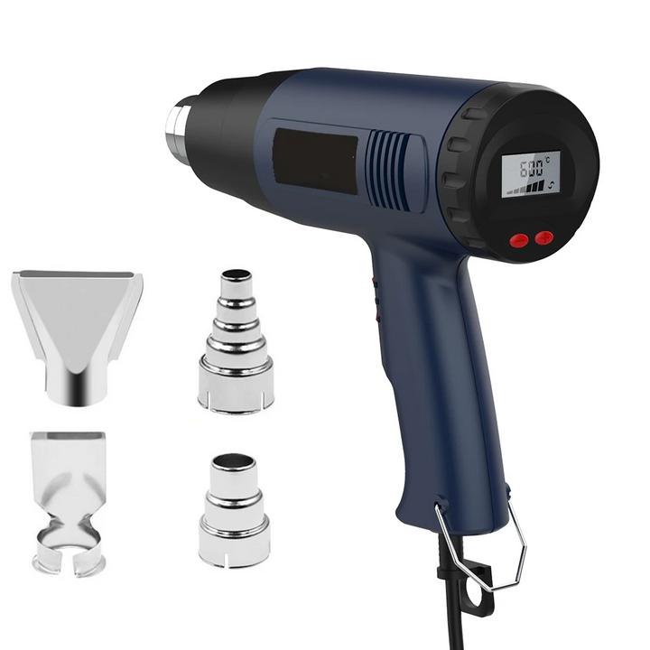 Close-up of ProTherm heat gun's digital LCD display showing adjustable temperature