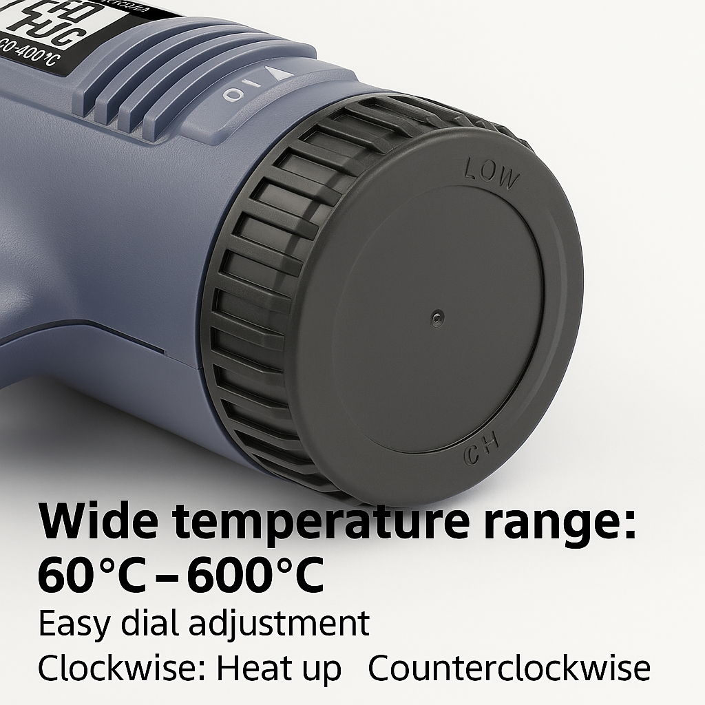 Packaging of ProTherm 2000W industrial electric heat gun with digital LCD display