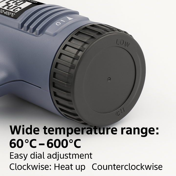 Packaging of ProTherm 2000W industrial electric heat gun with digital LCD display