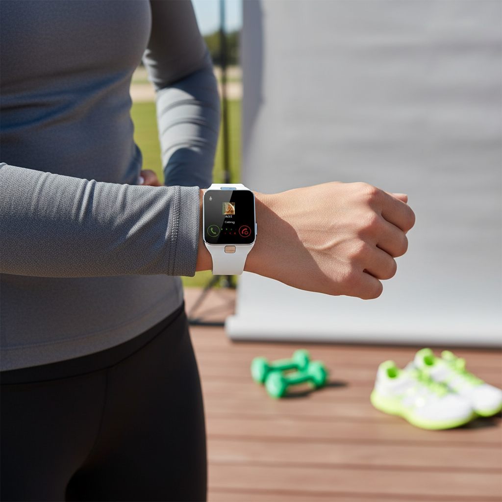 Pulseon Unisex Modern Smartwatch, rectangular display, black silicone strap, for fitness tracking