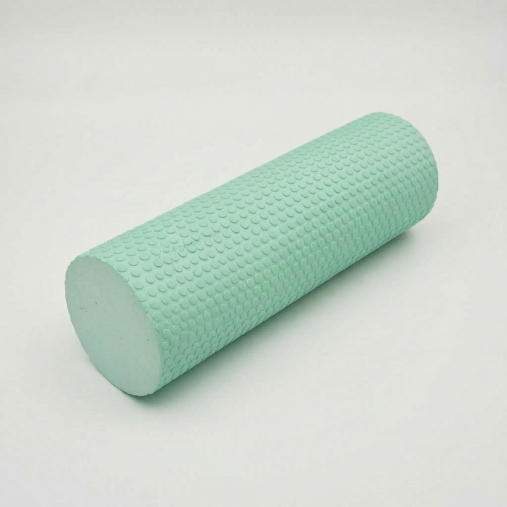 Purple high-density foam fitness roller, ideal for core workouts, balance & myofascial release.