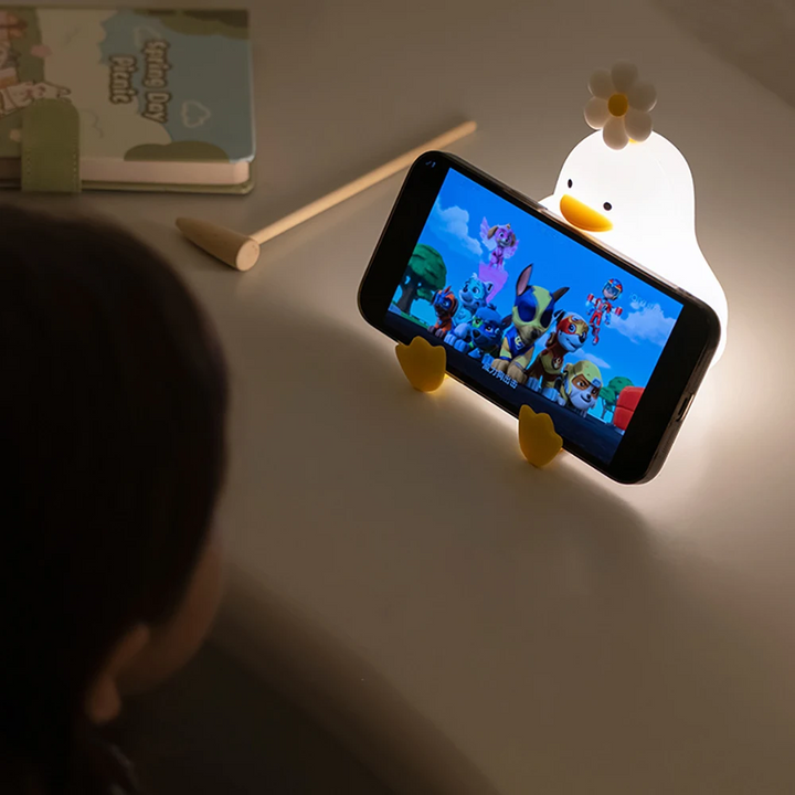 QuackLight duck LED nightlight, a sweet bedtime companion for kids, offers adjustable, soft, comforting light.