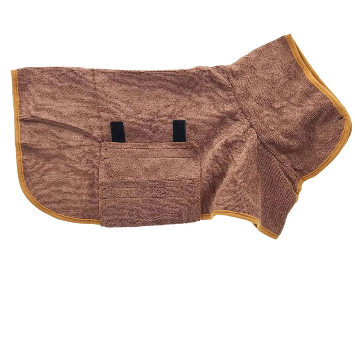 Dog grooming essential: quick-dry dog bathrobe for efficient pet drying, reducing drying time and effort.