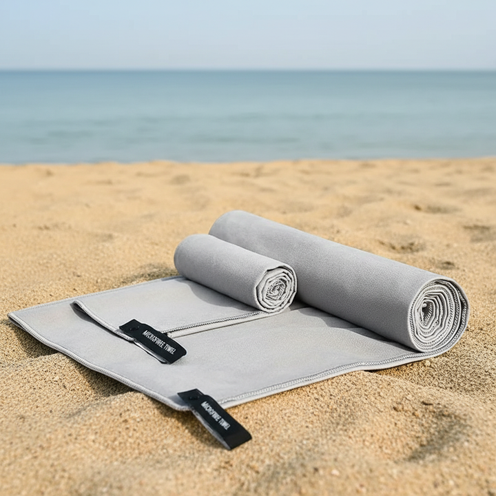 Quick-dry microfiber travel towel set, compact and lightweight for outdoor adventures
