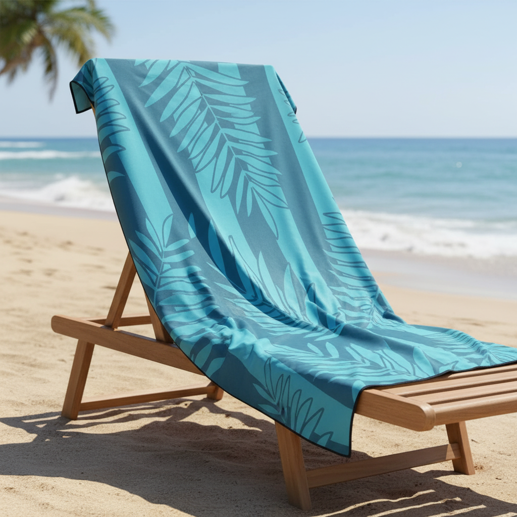 Quick-drying beach towel set with vibrant tropical print, ideal for travel and swim accessory