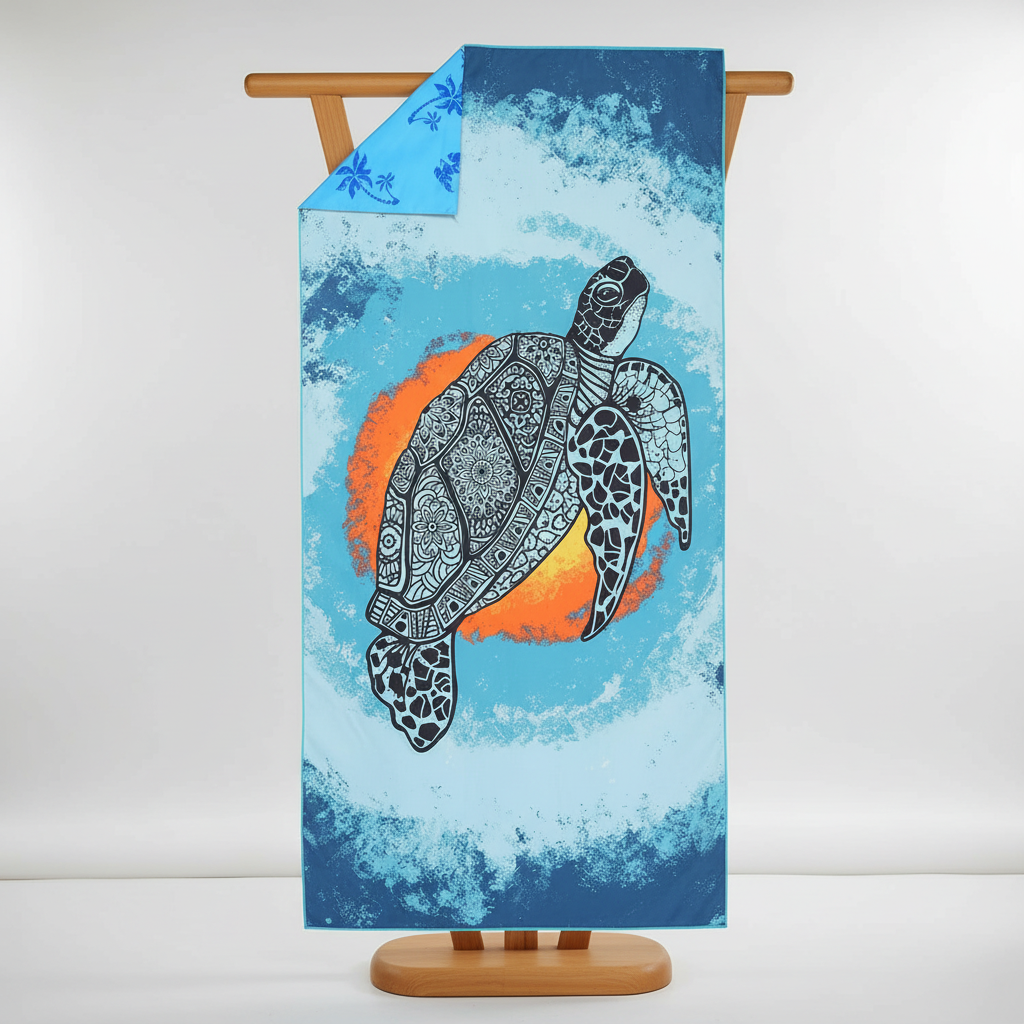 Compact tropical print microfiber towel set, quick-drying and perfect for the beach