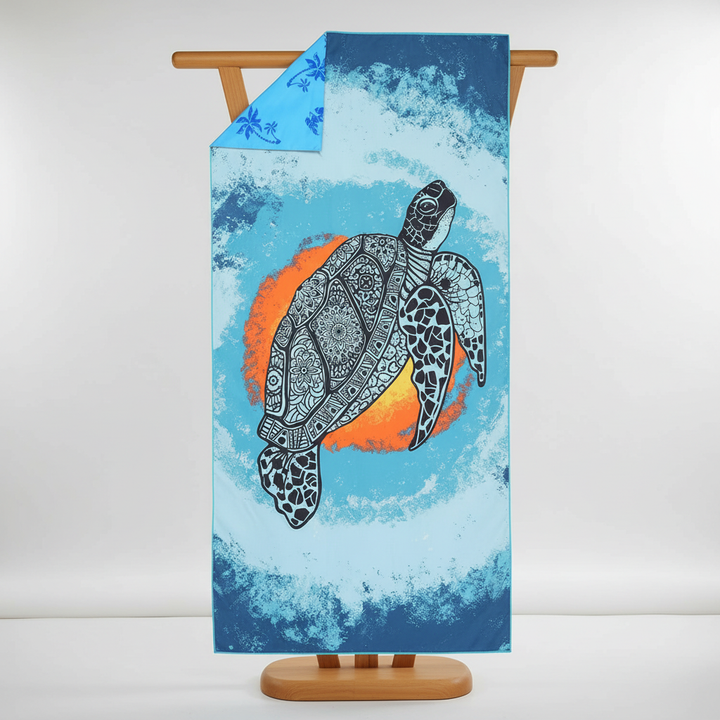 Compact tropical print microfiber towel set, quick-drying and perfect for the beach