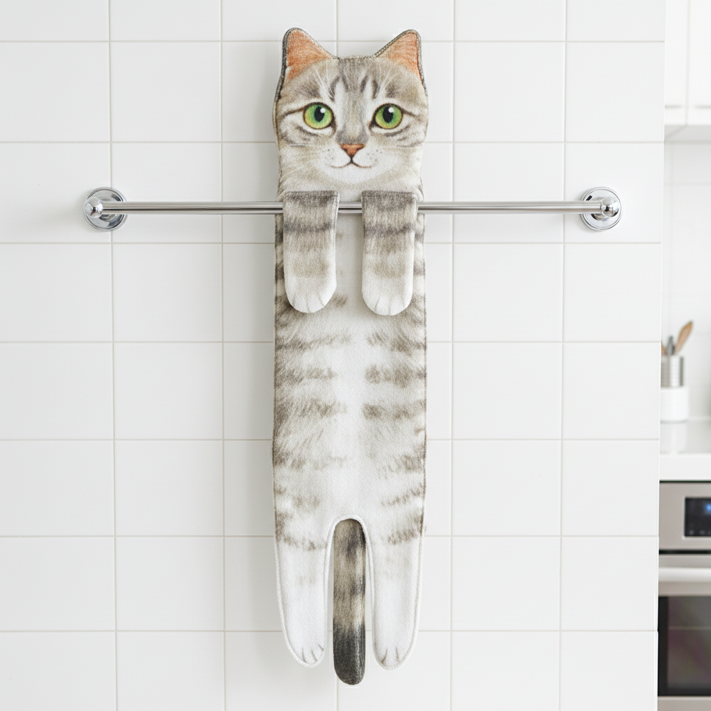 Quick-drying CatTowel hand towel, plush & absorbent, perfect for kitchen or bathroom