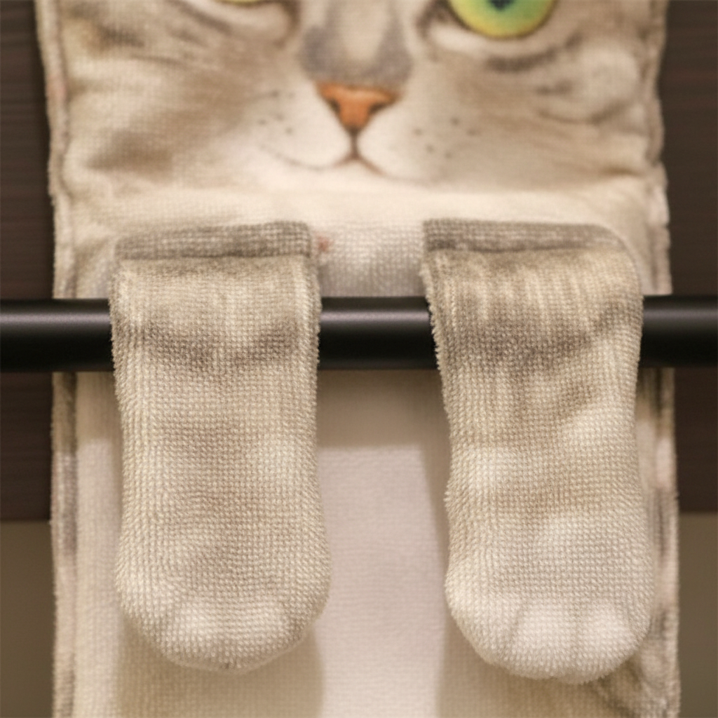 Multicolor CatTowel hand towel, fast drying & soft plush, ideal gift for animal lovers
