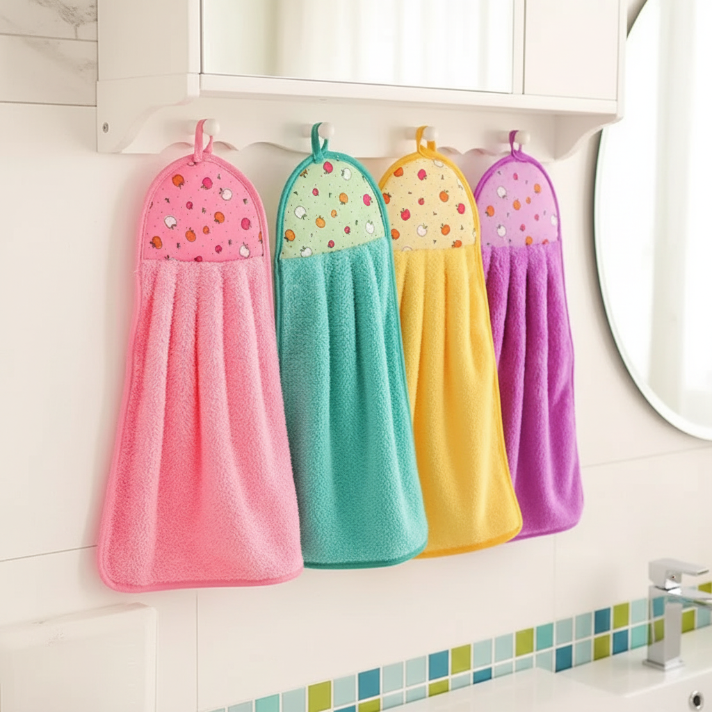 Quick-drying CoralTouch coral fleece towel, perfect for bathroom & kitchen hygiene