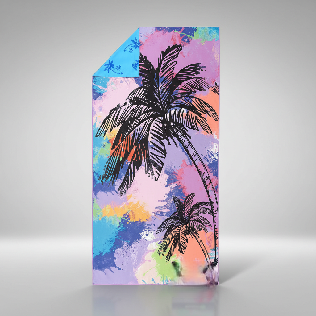 Two-pack TropicalTouch microfiber beach towels, featuring rapid drying and stunning tropical aesthetics