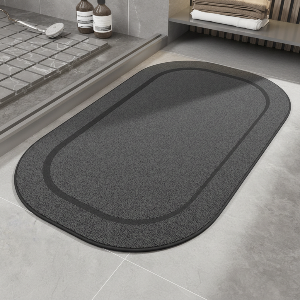 Quick-drying rectangular bath mat, non-slip, super absorbent for bathroom safety and hygiene.