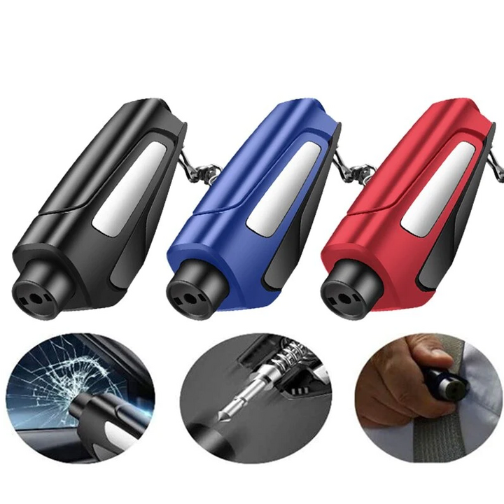 Compact QuickEscape auto escape tool with window breaker & seatbelt cutter. Durable survival gear.