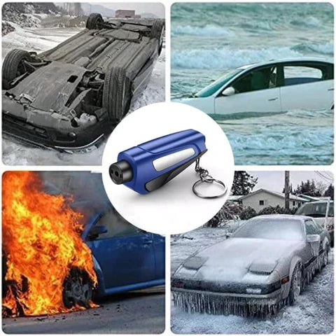 Emergency tool: QuickEscape window breaker & seatbelt cutter. Critical for swift car safety & auto escape.