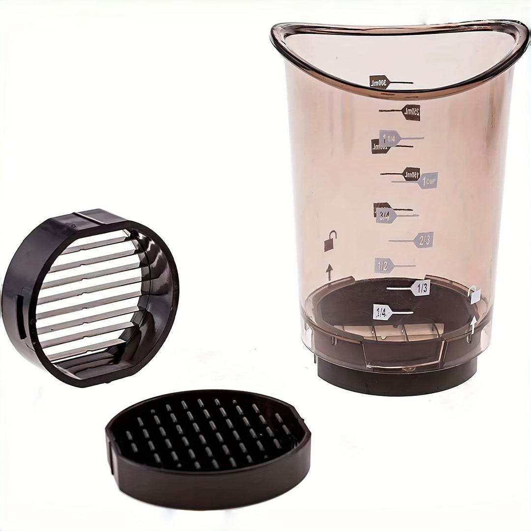 Manual vegetable slicer and fruit chopper, the QuickSlice 3-in-1 tool for quick meal prep.