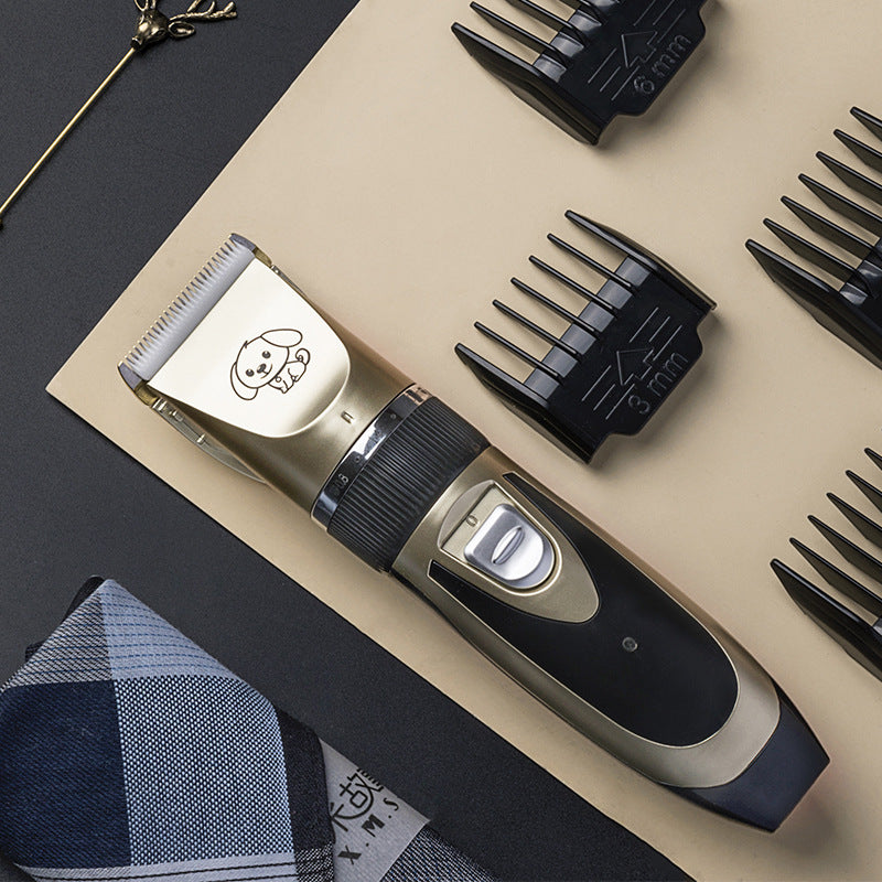Complete quiet dog grooming clipper set for easy, professional pet hair care at home. Rechargeable & gentle.