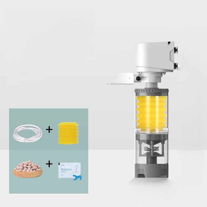 Electric aquarium filter with wave maker function, enhancing oxygenation & water purification for vibrant fish.