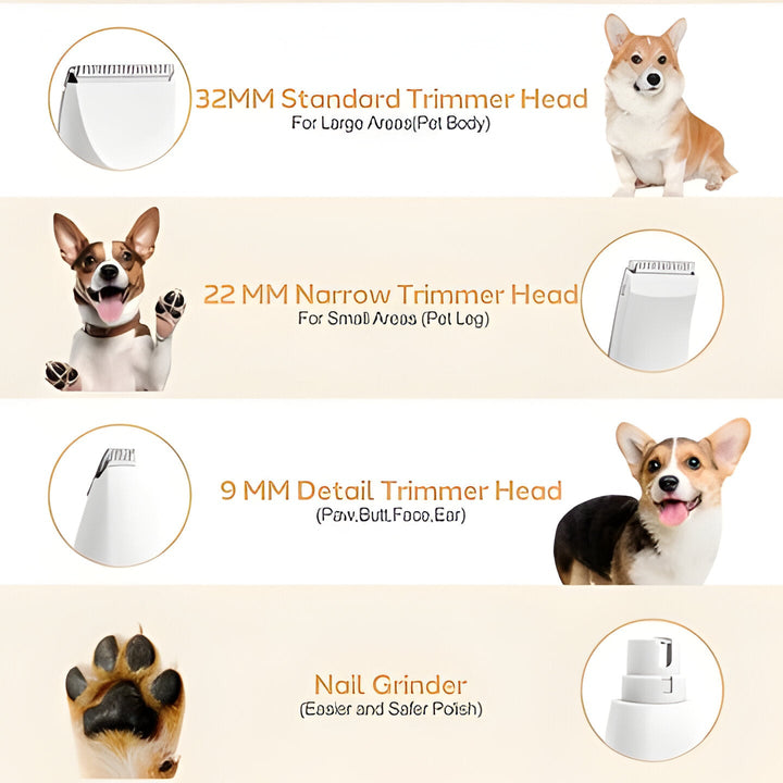 Quiet dog clippers gently grooming a pet, providing stress-free, cordless home pet care for dogs & cats.